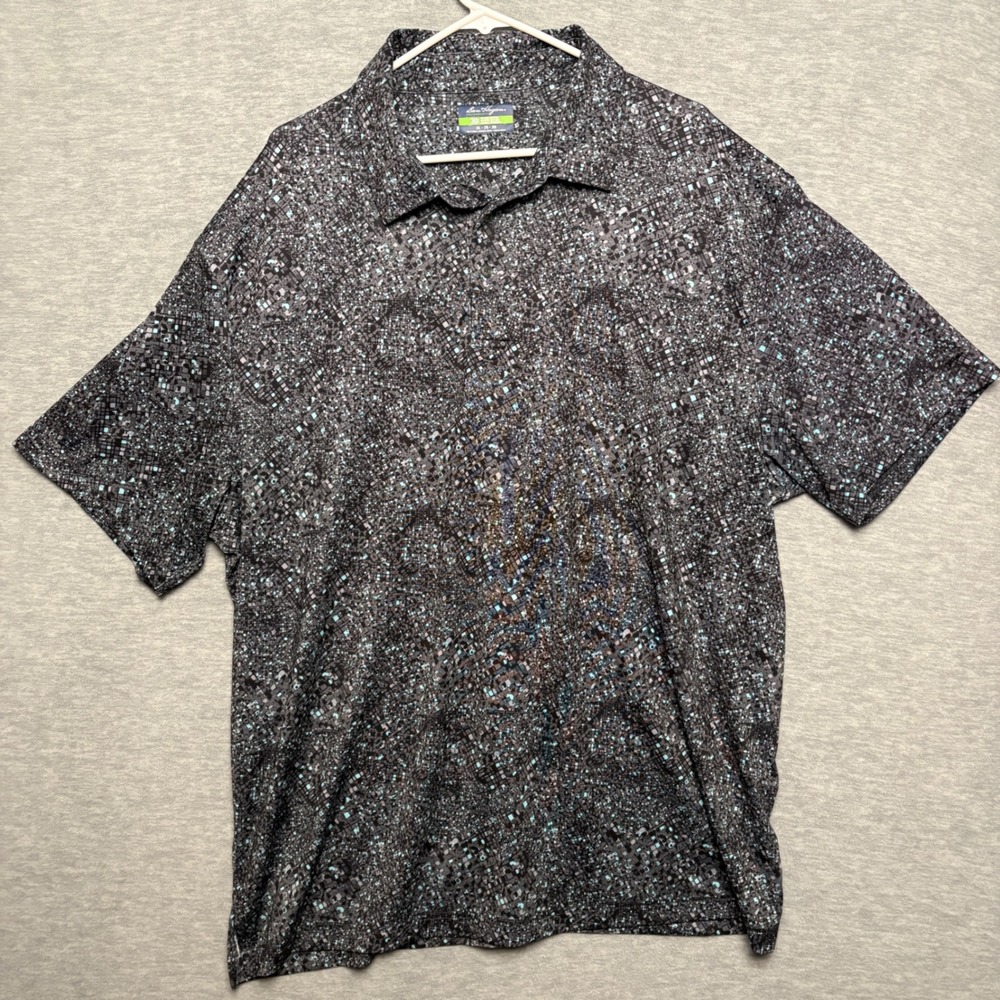 Ben Hogen Geometric Print Athletic Performance Short Sleeve Polo Shirt Men XXL